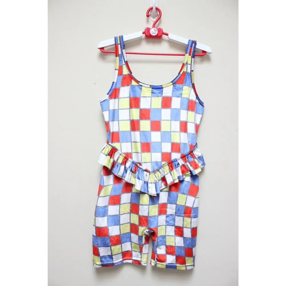 Fashion Brand Company Multicolor Checkerboard Ruffle Romper - Picture 1 of 4